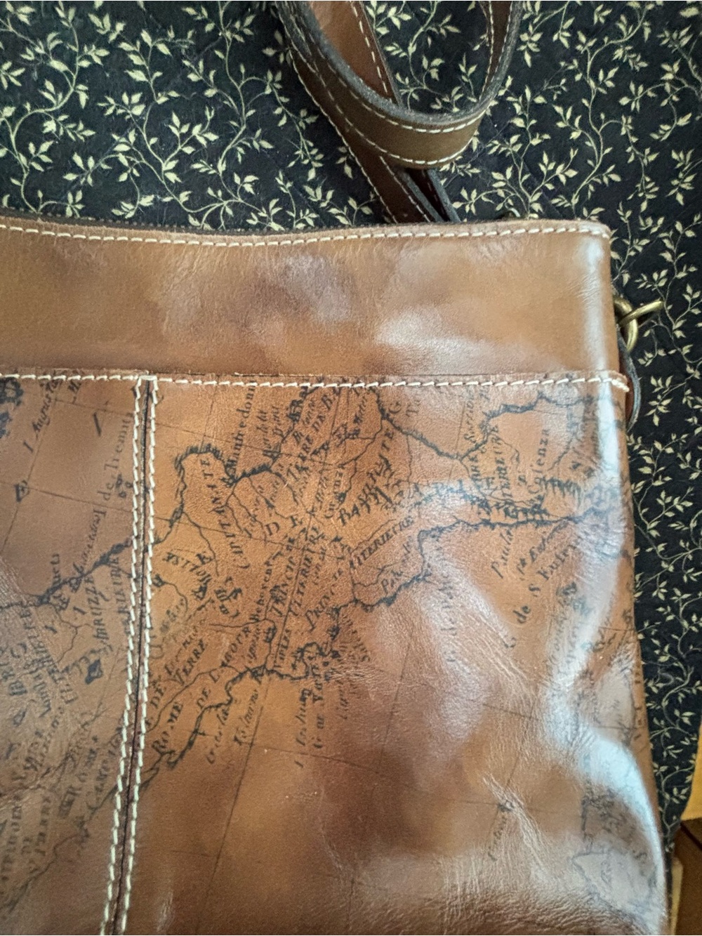 Patricia Nash Tuscania Leather Crossbody Bag - Signature Map Print - Picture 9 of 10